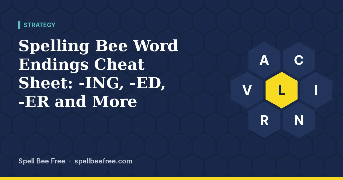 Spelling Bee Word Endings Cheat Sheet: -ING, -ED, -ER and More
