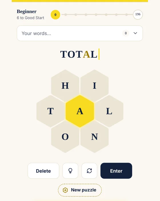 Typing a five-letter word in the Spelling Bee game